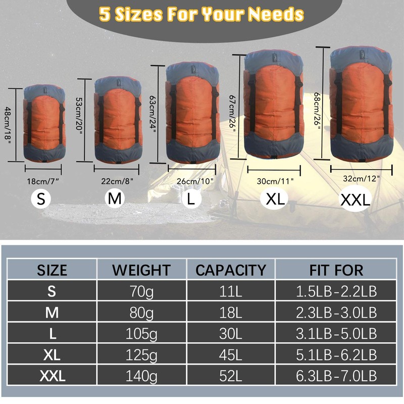 Frelaxy Compression Sack, Ultralight Sleeping Bag Stuff Sack, 40% More
