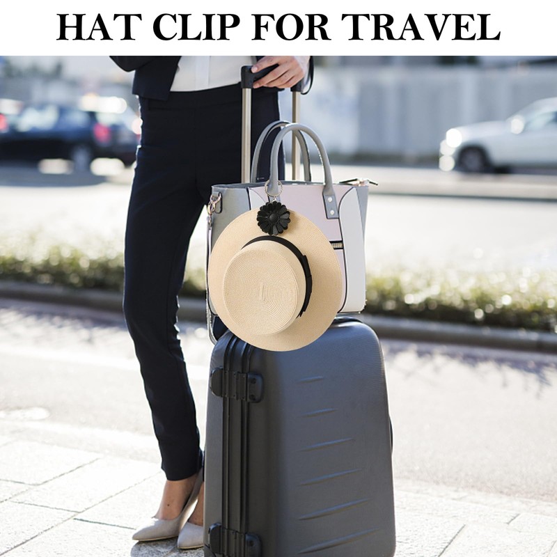URIZZD 2 Pack Leather Hat Clip for Travel On Bag,
