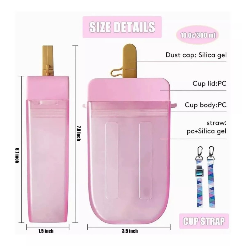 cantimplora juvenil Botella Agua Forma Paleta Bandolera Cantimplora Correa