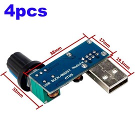 RUNCCI-YUN 4 Pack USB Fan Speed Controller, Mini Fan Speed Controller, DC 5 V Continuous USB Fan Speed Controller, DC 5 V Regulator Speed Controller with LED Indicator Light with Switch