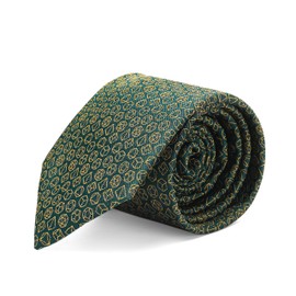 ASVP Shop Stylish Polyhedral Dice Necktie - Dice Tie - D&D Dungeon Master's Gift - DnD Accessory (Gold/Green)