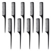 10 Pcs Black Thickened Rat Tail Combs Set Fine Tooth