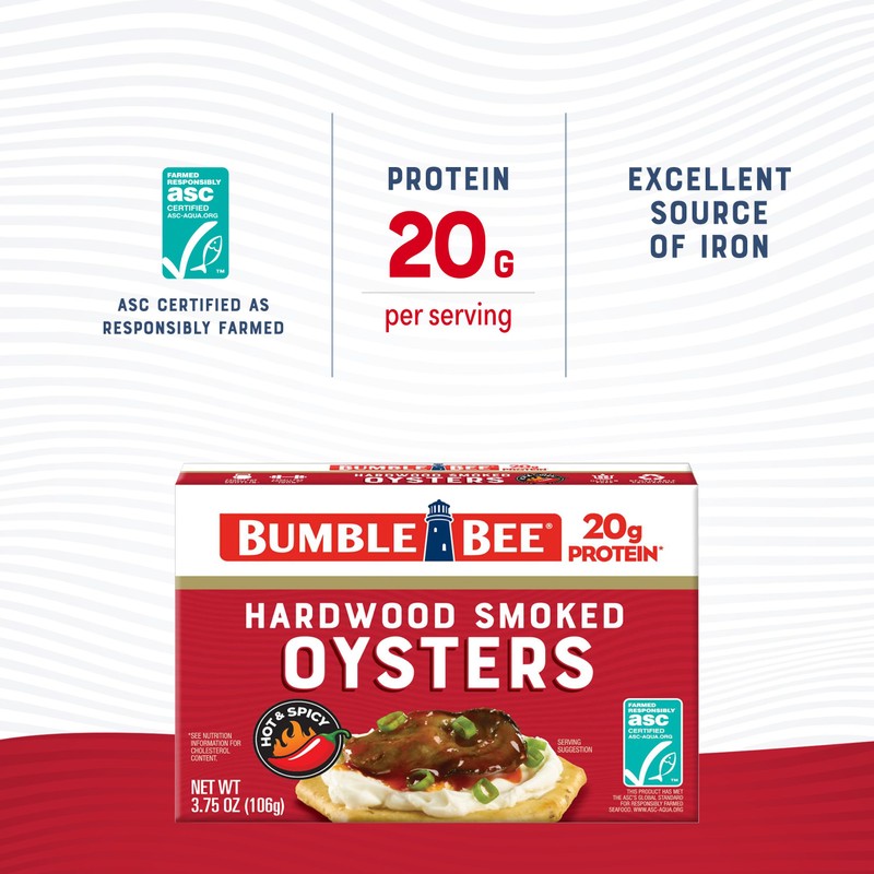 Bumble Bee Hot & Spicy Hardwood Smoked Oysters, 3.75 oz