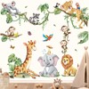 decalmile Safari Animals Tree Branch Wall Stickers Jungle Animals Giraffe