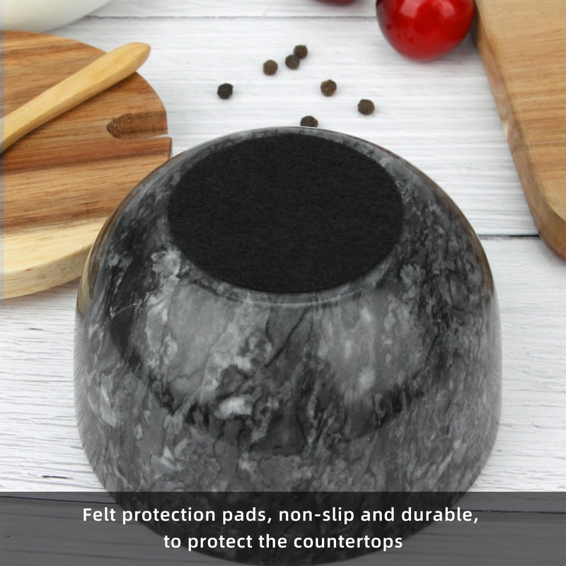 Marble Salt Cellar Box with Wood Lid & Spoon, Modern