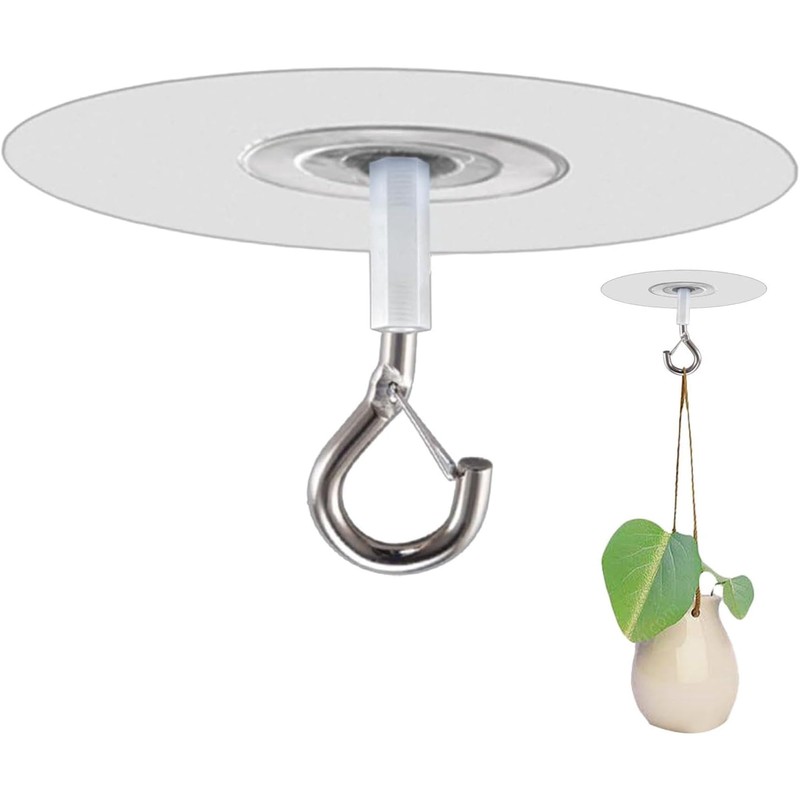 Adhesive Ceiling Hook - Weight-Bearing Stick-On Ceiling Hook, Sticky Ceiling
