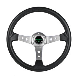 RASTP Universal Drifting Deep Dish Racing Steering Wheel 13.8”/350mm 6 Bolts Grip PU Foaming Material & Aluminum with Horn Button for Car - Gray