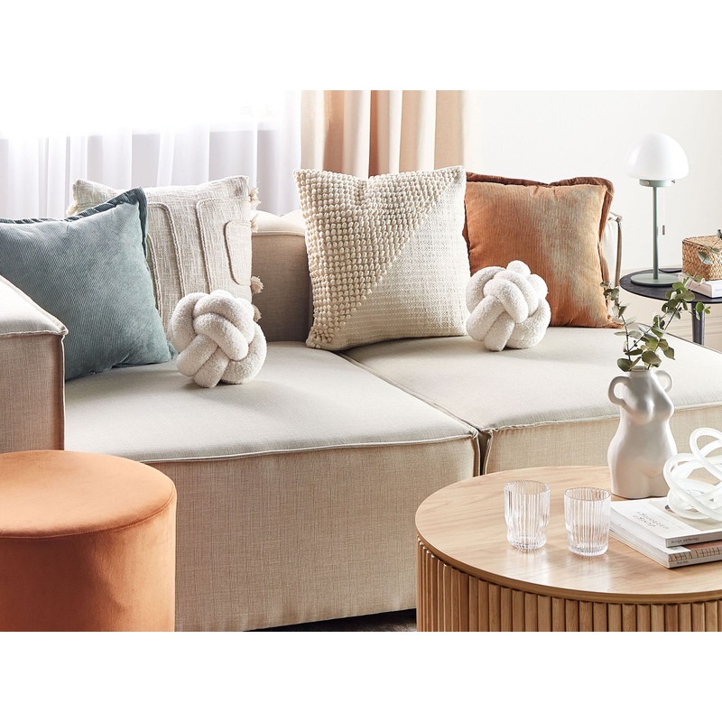 Beliani Set of 2 Modern Boucle Decorative Knot Cushion White