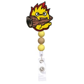 Reeleer Anime Fire Badge Reel Badge Reels Retractable, Silicone Beaded, with Alligator Clip, 24 inches Thick Pull Cord