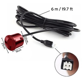 Parking Aid Parking Sensors 19.7 ft/6 m, Car Parking Sensors Exact Induction for Vehicles, Weatherproof Universal Reversing Sensor Front and Rear - Pack of 4 (Large Red)
