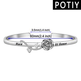 POTIY Maid of Honor Gift Bracelet Maid of Honor Bracelet Bridesmaid Jewelry Gift Jewelry Wedding Party Gift (Silver)