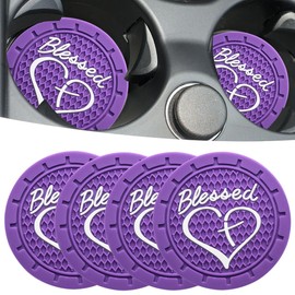JUNAHAA Car Cup Holder Coaster, 4 Pack 2.75 Inch Diameter Waterproof Non-Slip Universal Insert Coaster, Durable, Suitable for Most Car Interior, Car Accessory for Women Men Purple