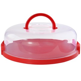 ATRDTO 12inch Portable Pie Carrier with Lid and Cupcake Muffin Tart Cookie Keeper Food, for Wedding Party Baby Shower Party Christmas (Red)