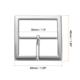 QUARKZMAN Metal Roller Buckle, 1.5 Inch Single Clip Belt Buckle with Square Center Bar for Leather Craft Accessories, Silver, silver