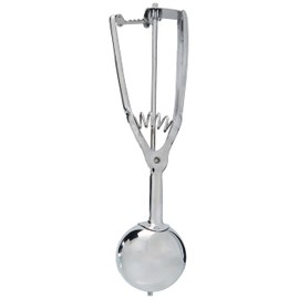 Fackelmann Eisportionierer, Eislöffel für Eiscreme, Eiskugelformer mit Kugel-Auswurf-Fuktion (Farbe: Silber), Menge: 1 Stück
