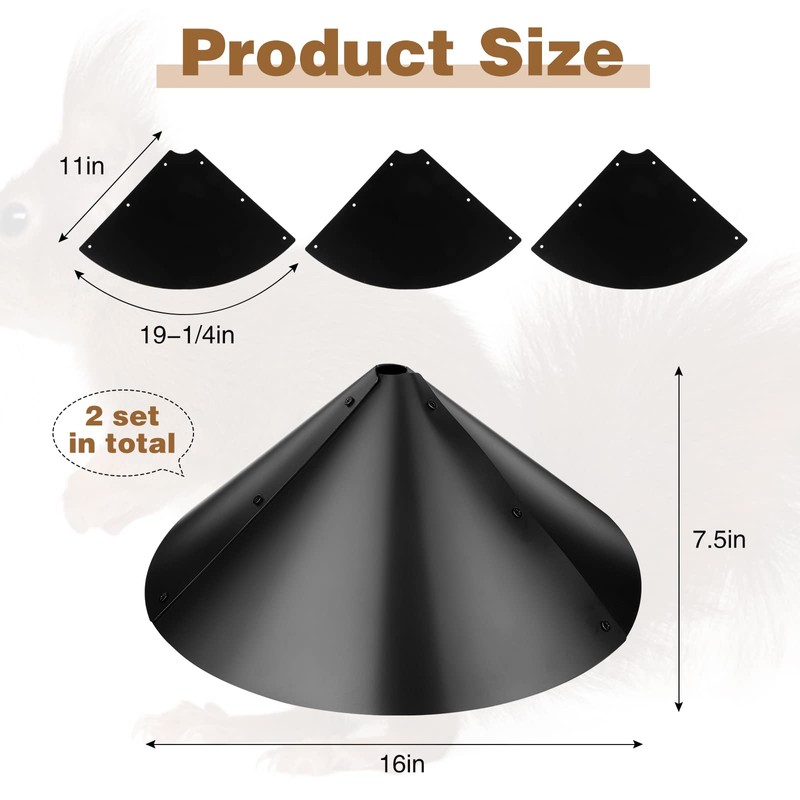 Tanlade 2 Pack Squirrel Baffle Guard Black Plastic Wide Wrap