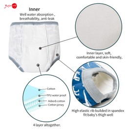 Joyo roy Toddler Training Underwear Boys 5T 100% Cotton Absorbent Padded Potty Training Pants Boys 5T Toddler Underwear 6Pcs Soft Kid Confident Cotton Pee Pants 6Pcs 4T-5T with Potty Sticker Chart