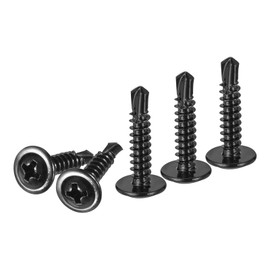 DTGN #8x3/4 Sheet Metal Screws - 100Pack - for Wood, Furniture - 410 Stainless Steel Phillips Round Head Washer Drill Tail Self Tapping Screws - Black