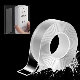 Double-sided Waterproof Tape, 1 Roll Reusable Waterproof Double-sided Tape, Adhesive Tape for Office Home Kitchen Dormitory Daily, Home Accessories, Office Accessories,  Household Items:_Clear_118.11inch/3m