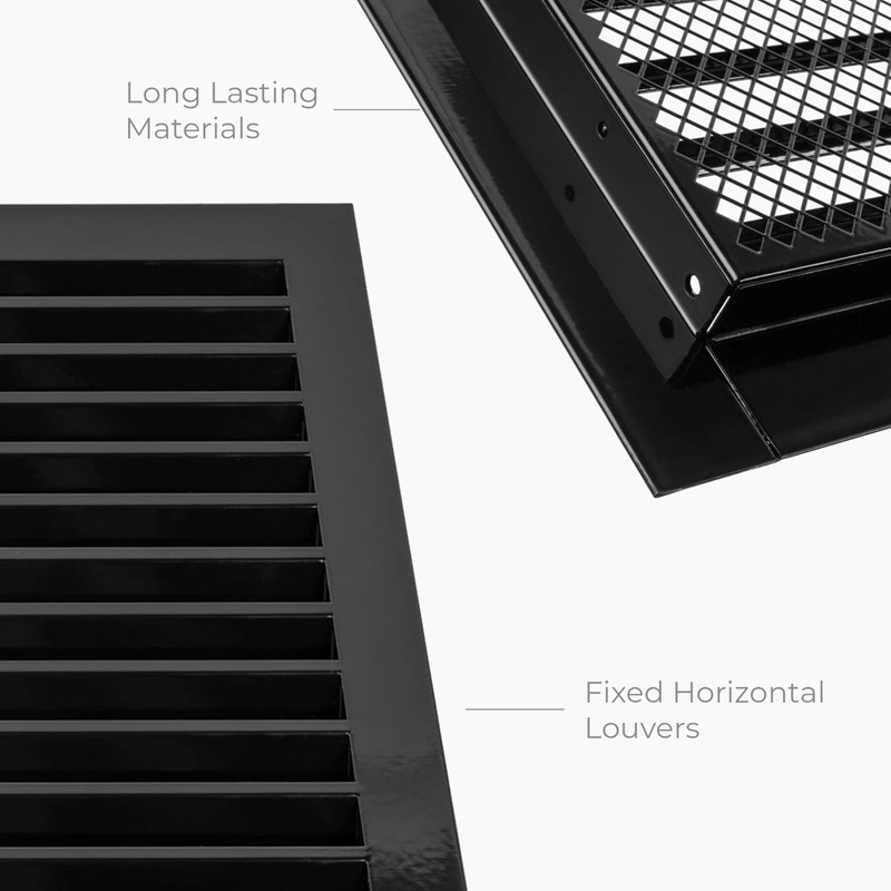 12" x 12" Inch Black Galvanized Steel Vent Cover -