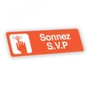 DELTA-SIGNALETIC.COM Graviertes selbstklebendes Namensschild Sonnez SVP orange Format 20x6 cm