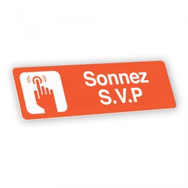 DELTA-SIGNALETIC.COM Graviertes selbstklebendes Namensschild Sonnez SVP orange Format 20x6 cm