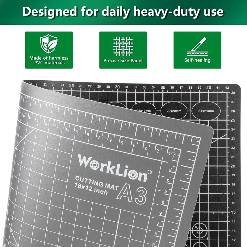 WorkLion Self Healing Cutting Mat: 12''x18'' Double Sided Craft Cutting