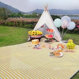 Vivid Check Waterproof Picnic Mat (200x200cm) Yellow