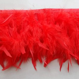 Sowder Turkey Feathers Trim Fringe for Party Wedding Dress Sewing Crafts Costumes Decoration Pack of 2 Yards (red)