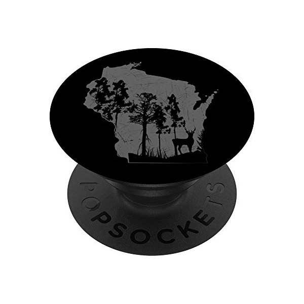 Proud Wisconsin Deer Hunter State Map Outline PopSockets PopGrip: Swappable