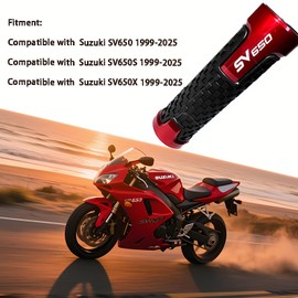 Red Sport Motorcycle CNC Anti-Slip 7/8" 22mm Grips for Suzuki SV650/SV650S/SV650X 1999-2025
