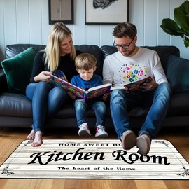 Kitchen Rug White Anti-Fatigue Kitchen Floor Mat – Non-Slip, Cushioned Comfort, Waterproof, Stylish Design, Perfect for Kitchen, Laundry Room, and Entryway 20x59 inch