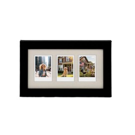 Comtraker Polaroid Picture Frame Collage for 2x3 Instax Mini Film - 3 Openings, Black Photo Wall Display (black, 10.6×6.3)