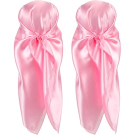 SATINIOR 35 Inch Silk Head Scarf 2 Pcs Large Square Neck Scarf Sleeping Hair Wrapping Satin Scarf for Women (Pink,Classic Style)