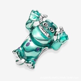JOME Monsters S.A. Inspired 925 Silver Charm Sulley Charm | Compatible with European Bracelets - Children's Fantasy Design Blue Enamel