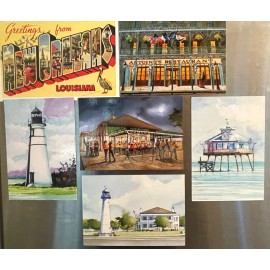 Bella Terra Biloxi Lighthouse Fridge Magnet. Miss. Gulf Coast. James Mann watercolor art