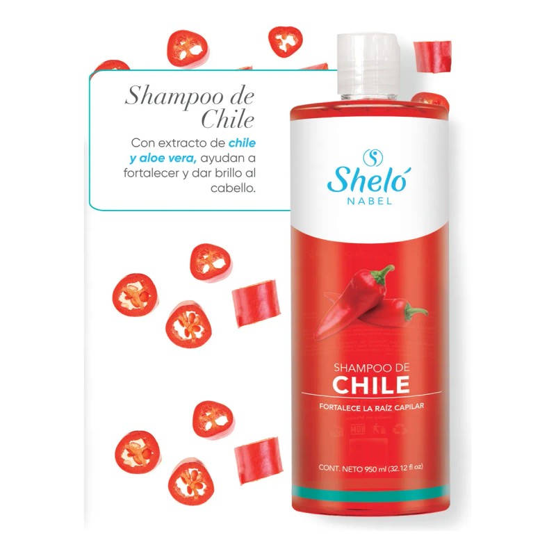 Shampoo De Chile Shelo Nabel 950ml Estimula El Crecimiento