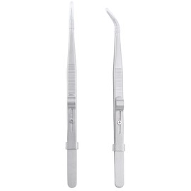 Yakamoz Professional Diamond Tweezers, 2Pcs Stainless Steel Straight and Curved Pointed Tip Slide Locking Tweezers for Gem, Jewelry, Craft Industrial