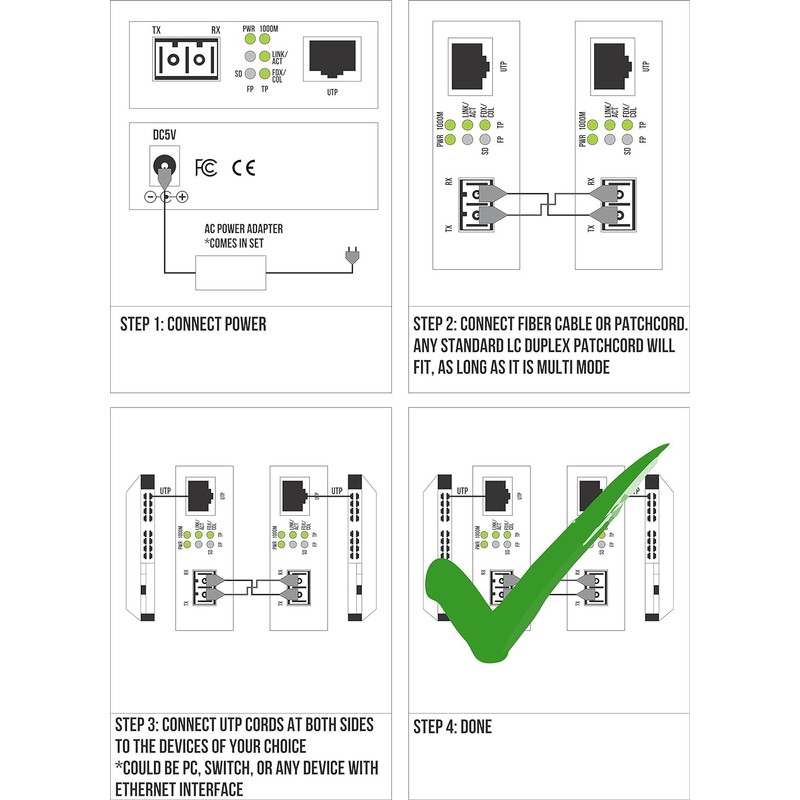 Multimode LC 850 nm Gigabit Fiber Media Converter - Includes