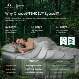 Amélie Home 100% Tencel Lyocell Sheet Set Queen Size 4 Pieces, Silky Soft Breathable Cooling Sheet Set with 16 Inch Deep Pocket for Hot Sleepers, Grey