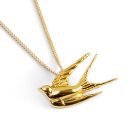 HENRYKA Swallow Necklace in 925 Sterling Silver and 24ct Gold Plate, Minimal Necklace, Swift Bird Songbird Jewellery, Bird Gifts