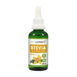 NKD Living Stevia Liquid Drops 50ml (New Label Design) - Vanilla Flavoured - with Glass Dropper