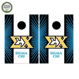 VictoryStore Cornhole Games - Sigma Chi Cornhole Bag Toss Game - Starburst and Stripe - 8 Bags Included