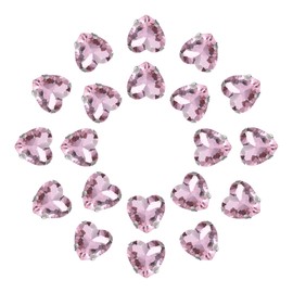 sourcing map 20Pcs Heart Sew on Rhinestone, 12x12mm Heart Crystal Glass Rhinestones Metal Flat Back Gems with Silver Prongs Setting for Crafts, DIY Jewelry, Clothes (Pink)