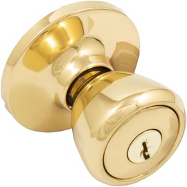 Stone Harbor Hardware Tulip Door Knob, Entry Latch, KW Keyway, Polished Brass