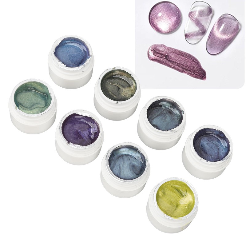 Holographic Nail Polish Set 8 Colors Glitter Smoothing Texture Nail