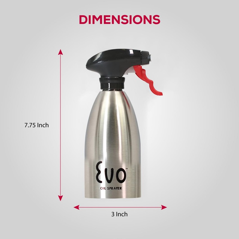 Evo Oil Sprayer 18/8 Stainless Steel, Non-Aerosol for Olive, Cooking