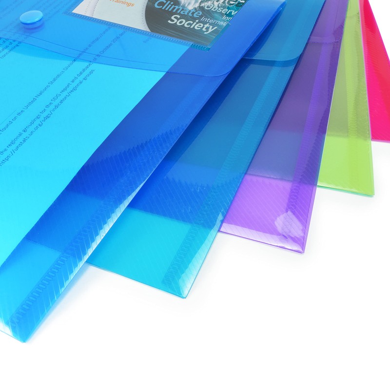 Rapesco 0700 ID Popper Wallet, A4+, Bright Transparent Colours, Pack