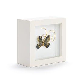 DEMDACO Wall or Tabletop Shadow Box, Everyday Home Décor, 4 Inch Wood and Glass, Heart of Gold Butterfly