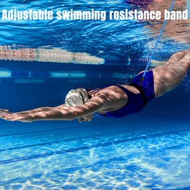 mizikuu Swimming Belt for Pool, 4 m Pull Rope Swimming Adjustable Swimming Band Swimming Aid Belt Pool Resistance Training Swimming Trainer Strap for Swimming Power Training, Water Sports
